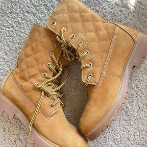 ALDO Quilted Tan Lace-Up Boots